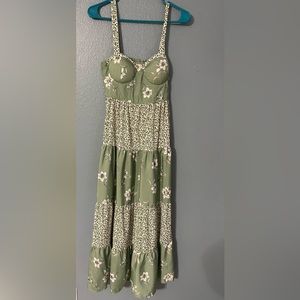 Green & white B.O.G collective dress